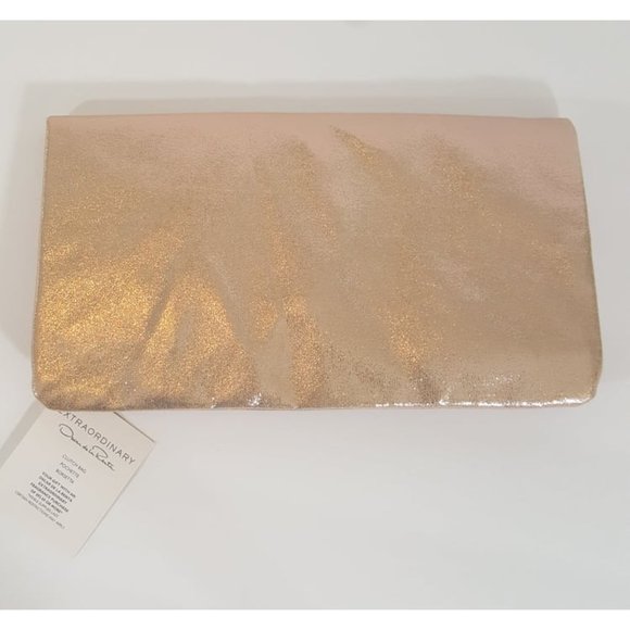 Oscar De Le Renta Shimmery Rose Gold Clutch - Picture 2 of 5